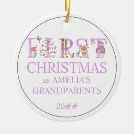 Ornamento De Cerâmica Foto do Bebê Primeiro Natal como Avós Cute