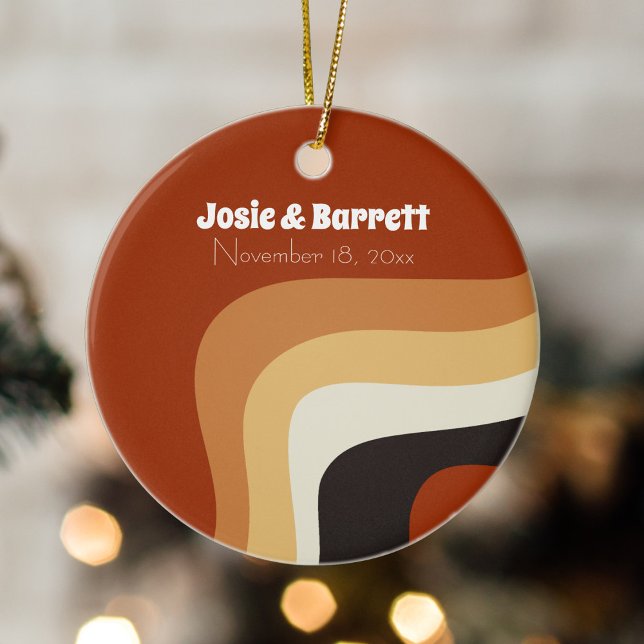 Ornamento De Cerâmica Foto do Casal de Casamento de Groovy dos anos 70 (Criador carregado)