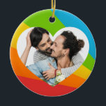Ornamento De Cerâmica Foto do Casal Rainbow Gay no Coração Amor Romântic<br><div class="desc">Bonito dom de Enfeites de natal de casal orgulho gay para homens felizes casados. Adicione sua dentro de fotografia romântica ao coração LGBT bonito para um presente personalizado de amor.</div>