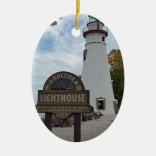 Ornamento De Cerâmica Foto do Farol da Cabeça de Marblehead