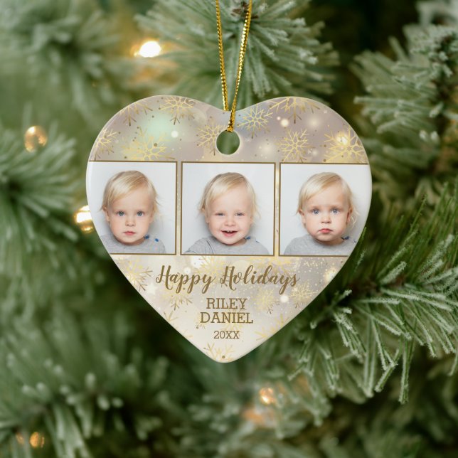 Ornamento De Cerâmica Foto do Floco de Neve (Árvore)