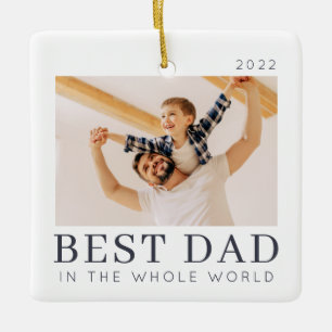 Ornamento De Cerâmica Foto do Melhor Pai Personalizado Moderno para Chic