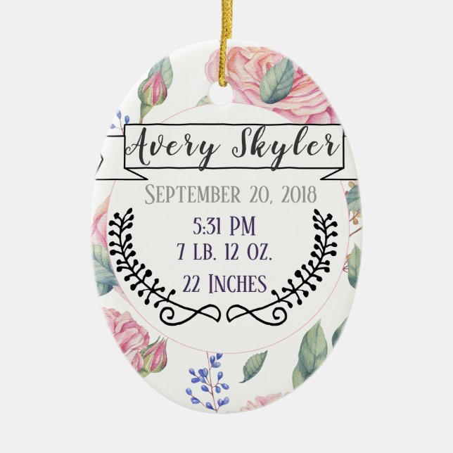 Ornamento De Cerâmica Foto do Natal do registro do nascimento do Stats (Frente)