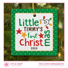 Ornamento De Cerâmica Foto do primeiro Natal para Bebês bonitos