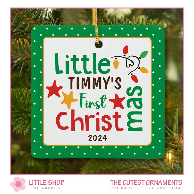 Ornamento De Cerâmica Foto do primeiro Natal para Bebês bonitos (Criador carregado)