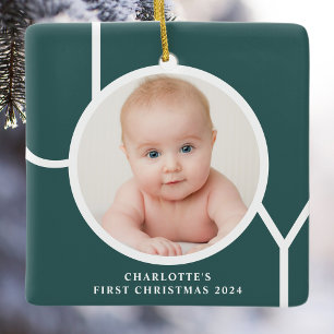 Ornamento De Cerâmica Foto do primeiro Natal personalizada do Keepsasasa