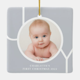 Ornamento De Cerâmica Foto do Primeiro Natal Personalizado do Bebê