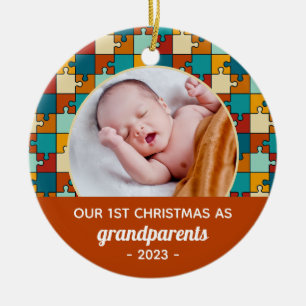 Ornamento De Cerâmica Foto do Quebra-cabeça de Natal de 1rua do avô