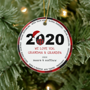 Ornamento De Cerâmica Foto dos avós da COVID de 2020