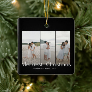 Ornamento De Cerâmica Foto dos Casais de Natal Mais Modernos
