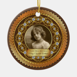 Ornamento De Cerâmica Foto: Dourado Copper Comemorativo Diamantes Chocol