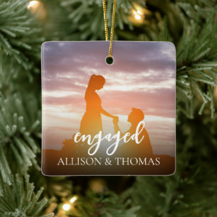 Ornamento De Cerâmica Foto Elegante de Natal Simples e Minimalista Envol