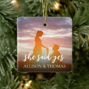 Ornamento De Cerâmica Foto Elegante de Natal Simples e Minimalista Envol