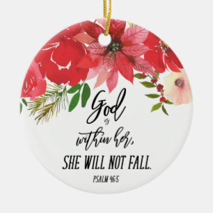 Ornamento De Cerâmica Foto Elegante Deus está dentro de sua Floral de N