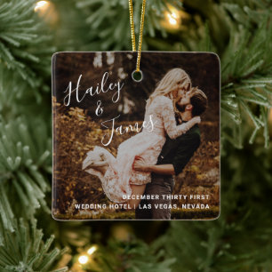 Ornamento De Cerâmica Foto Elegante Moderna Recolhida Primeiro Natal