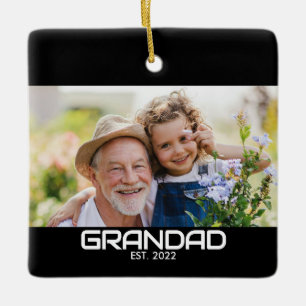 Ornamento De Cerâmica Foto em Preto e Branco do Vô Estabelecida com Esti