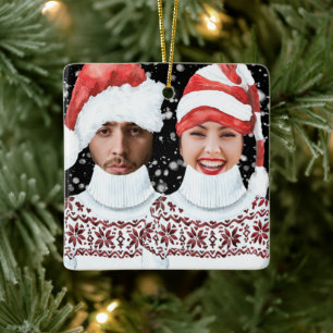 Ornamento De Cerâmica Foto Engraçada Personalizada de Natal