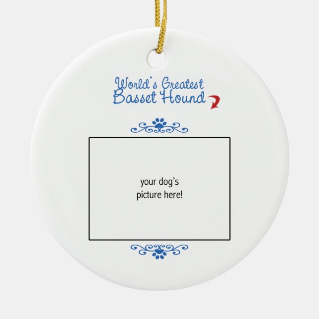 Ornamento De Cerâmica Foto feita sob encomenda! Mundos grande Basset (Frente)