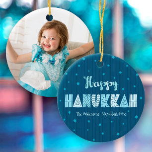 Ornamento De Cerâmica Foto Feliz Hanukkah Diversão Típica Estrela de Dav