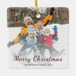 Ornamento De Cerâmica Foto Festiva da Família Natal Moderna