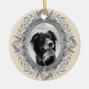 Ornamento De Cerâmica Foto Festiva de Prata Feriada de Natal