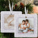 Ornamento De Cerâmica Foto Floco de Neve Foto Frame Bebê Nascença Lavand<br><div class="desc">O ornamento de fotos com estatísticas de nascimento de bebês com flocos de neve brancos delicados em um fundo de lavanda macio. O modelo fotográfico está pronto para você adicionar sua foto de bebê, que é enquadrada com suas estatísticas de natalidade recém-nascida. Você pode adicionar a mesma foto ou outra...</div>