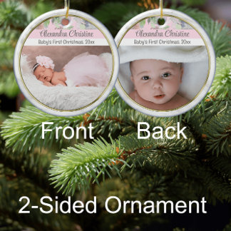 Ornamento De Cerâmica Foto Floral Dupla Face 2 Picture Baby First