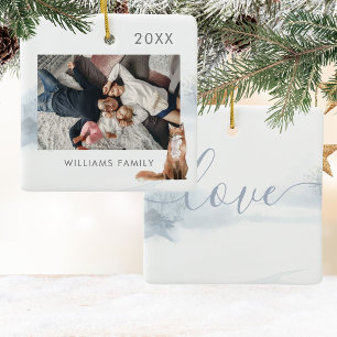 Ornamento De Cerâmica Foto Fox Fox da Cena de Woodland de inverno