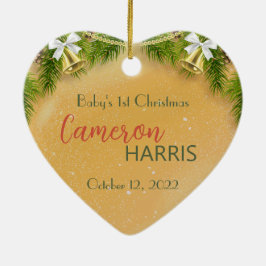 Ornamento De Cerâmica Foto frente e verso do Natal de 1 rua de bebê