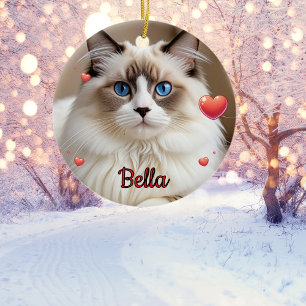 Ornamento De Cerâmica Foto Gato de Estimação Corações Personalizar
