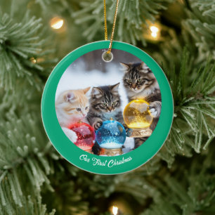 Ornamento De Cerâmica Foto Gato Personalizar