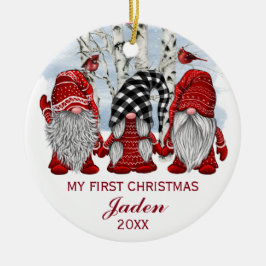 Ornamento De Cerâmica FOTO Gnomos Meu Primeiro Natal Feriado Por Aquarel