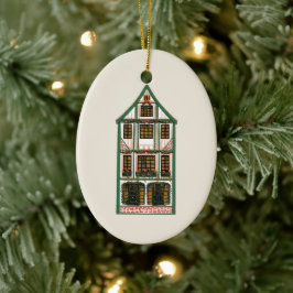 Ornamento De Cerâmica Foto ilustrada da Casa da Madeira de Natal