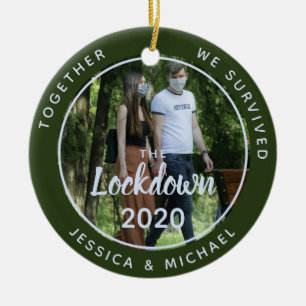 Ornamento De Cerâmica Foto Juntos Sobrevivemos à Quarentena de 2020 Lock
