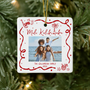 Ornamento De Cerâmica Foto Mele Kalikimaka Mão Desenhada Natal Divertido