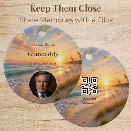 Ornamento De Cerâmica Foto Memorial Abraço do Oceano com Código QR
