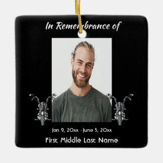 Ornamento De Cerâmica Foto Memorial Cristã de Motocicleta Biker 