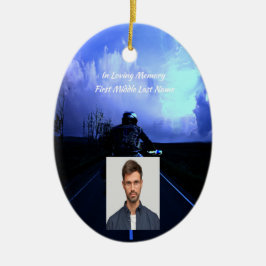 Ornamento De Cerâmica Foto Memorial Motociclista Cristão