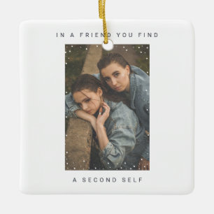 Ornamento De Cerâmica Foto minimalista de dois melhores amigos fotográf