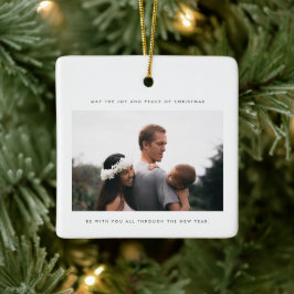 Ornamento De Cerâmica Foto minimalista Joy e Paz do Natal
