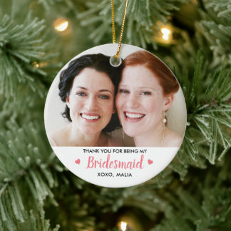 Ornamento De Cerâmica Foto Moderna do Bridesmaid Personalizada