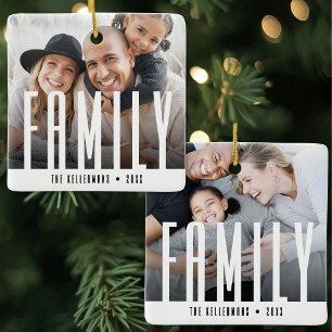 Ornamento De Cerâmica Foto Moderna Personalizada da Família 2