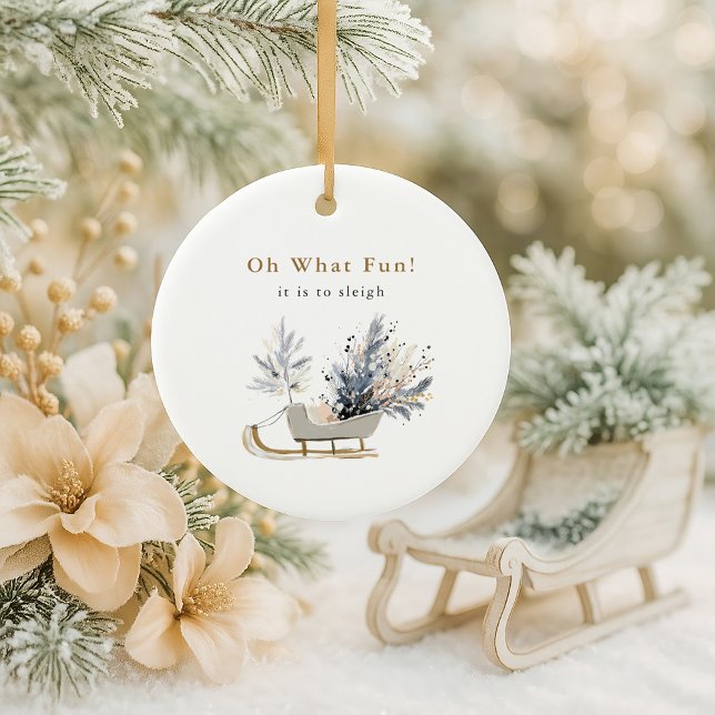 Ornamento De Cerâmica Foto Moderna Sleigh Keepsasaame Natal (Criador carregado)