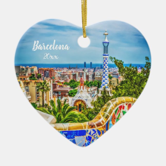 Ornamento De Cerâmica Foto Moderna Única de Barcelona (Frente)