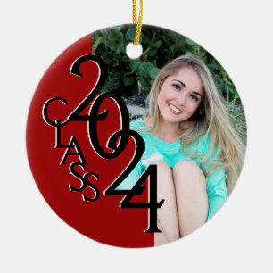 Ornamento De Cerâmica Foto para Graduação Red Class 2024