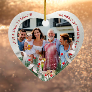 Ornamento De Cerâmica Foto personalizada 1rua Natal Novo Avós Prata