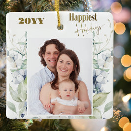 Ornamento De Cerâmica Foto Personalizada, A Qualquer Ano, Feriados Mais