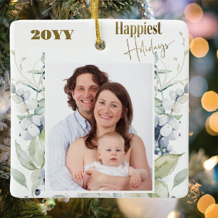 Ornamento De Cerâmica Foto Personalizada, A Qualquer Ano, Feriados Mais