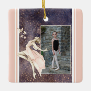 Ornamento De Cerâmica Foto personalizada Ballerina, Borboleta Natal