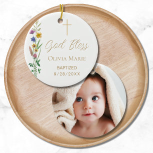 Ornamento De Cerâmica Foto personalizada: batismo religioso